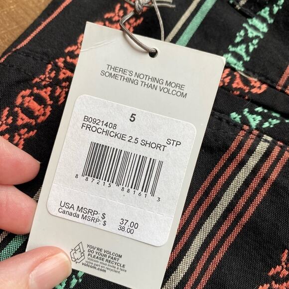 Volcom Boho Frochickie Colorful Aztec Low Rise Vacation Beach Cotton Short Jr 5 - Picture 7 of 11